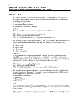 Pharmacology And The Nursing Process 10th Nursing Test Bank Prep Lilley - StudyWithSyasil