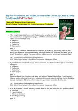 Physical Examination and Health Assessment 9th Edition by Carolyn Jarvis, Ann Eckhardt Test Bank - StudyWithSyasil