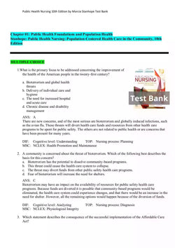 Public Health Nursing 10th Edition by Marcia Stanhope Test Bank - StudyWithSyasil