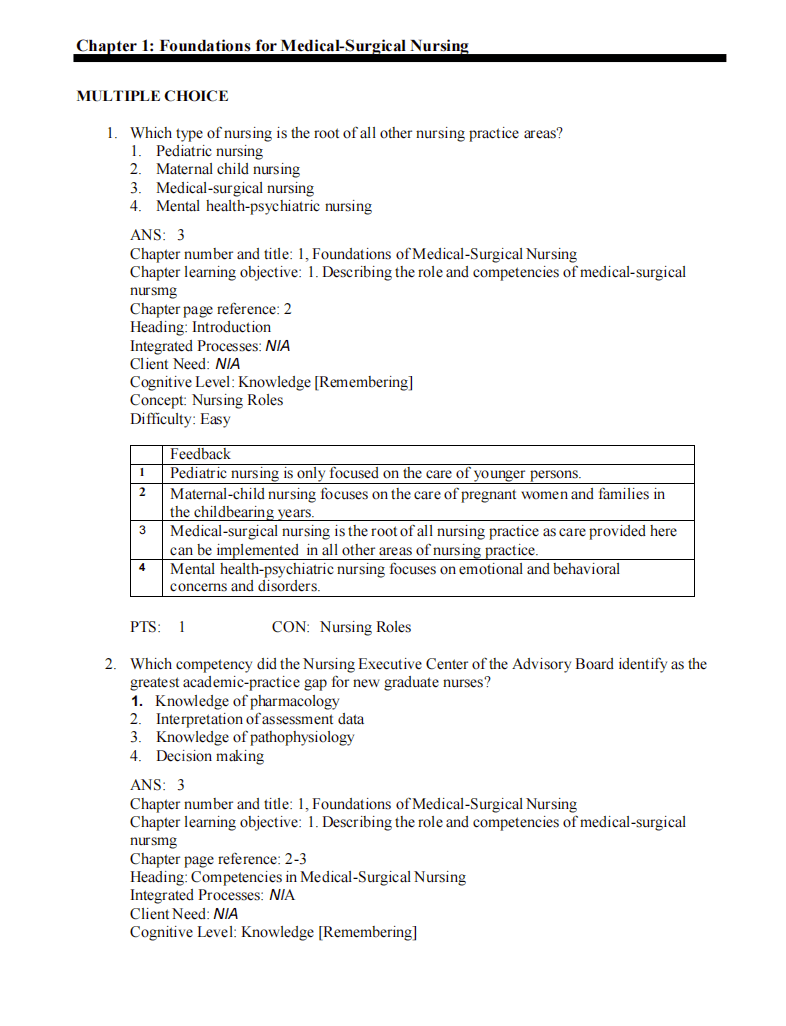 Test Bank Davis Advantage for Medical-Surgical Nursing: Making Connections to Practice 3rd Edition - StudyWithSyasil
