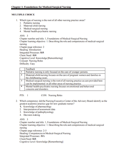 Test Bank Davis Advantage for Medical-Surgical Nursing: Making Connections to Practice 3rd Edition - StudyWithSyasil