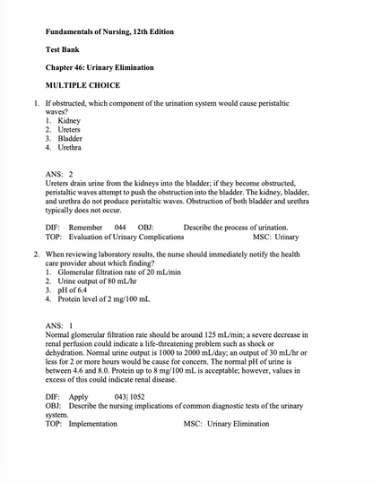 Test Bank Fundamentals of Nursing 12th Edition by Potter & Perry - StudyWithSyasil