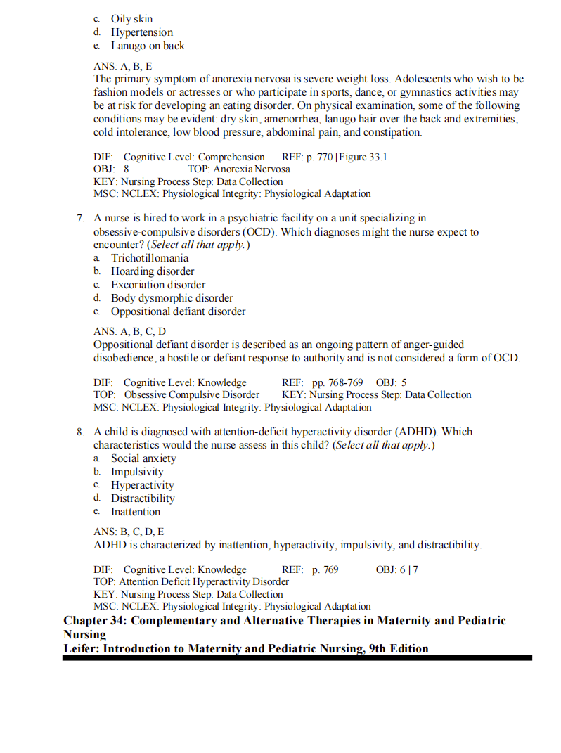 Test Bank Introduction to Maternity and Pediatric Nursing 9th Edition - StudyWithSyasil