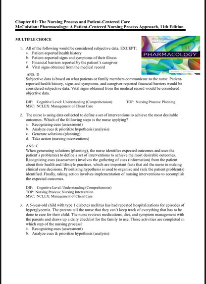 Test Bank Pharmacology: A Patient-Centered Nursing Process Approach 11th Edition by McCuistion - StudyWithSyasil