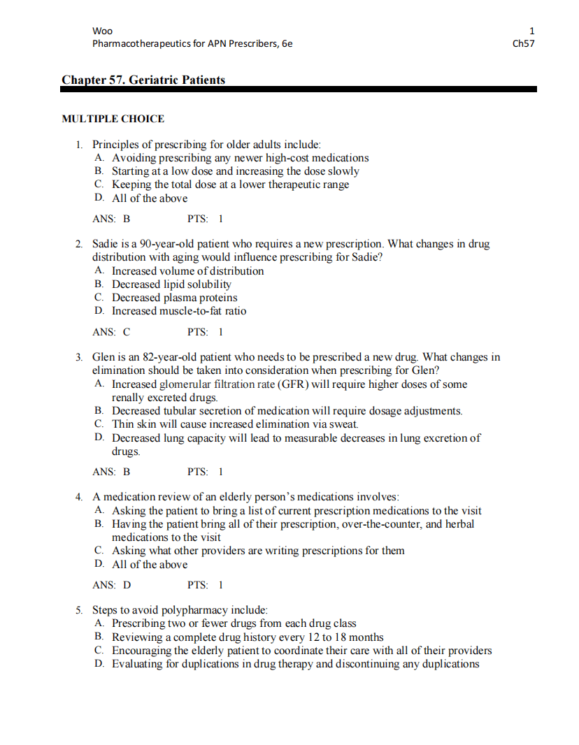 Test Bank Pharmacotherapeutics for Advanced Practice Nurse Prescribers 6th by Woo Wright - StudyWithSyasil