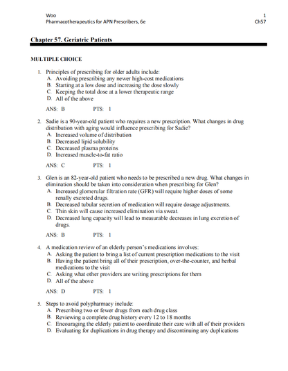 Test Bank Pharmacotherapeutics for Advanced Practice Nurse Prescribers 6th by Woo Wright - StudyWithSyasil