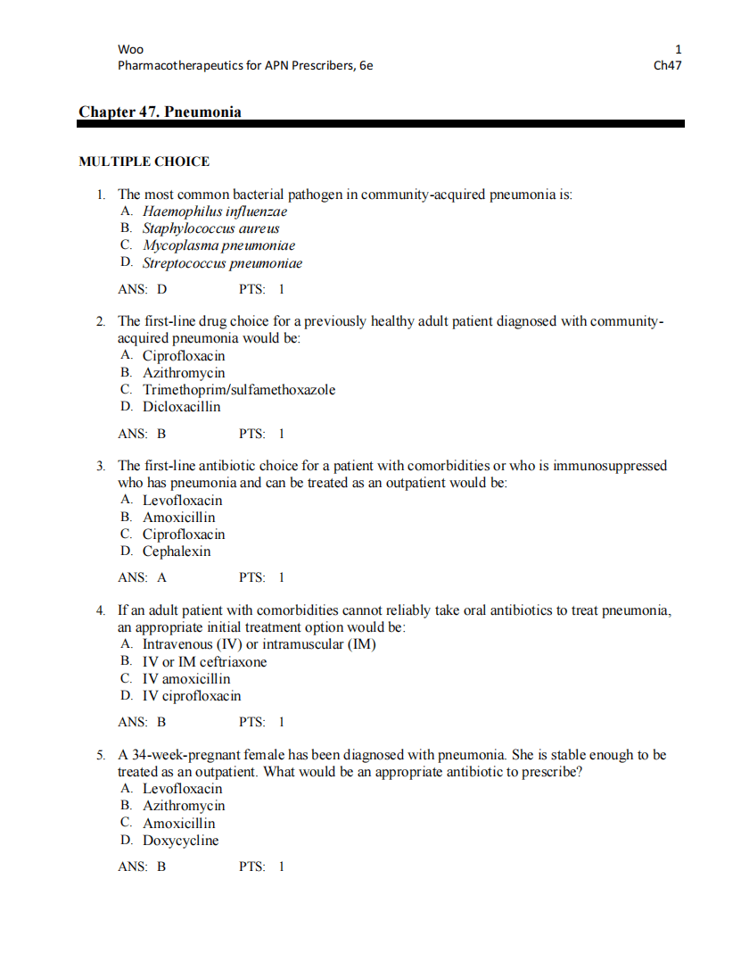 Test Bank Pharmacotherapeutics for Advanced Practice Nurse Prescribers 6th by Woo Wright - StudyWithSyasil