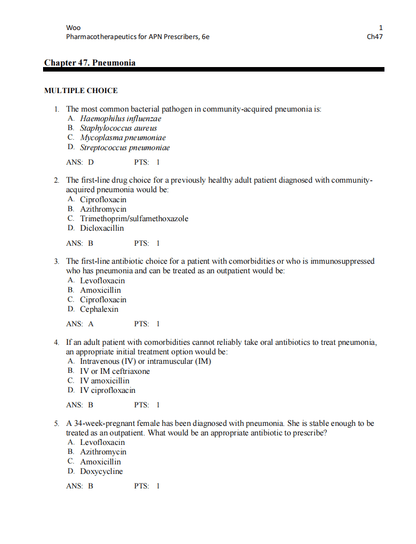 Test Bank Pharmacotherapeutics for Advanced Practice Nurse Prescribers 6th by Woo Wright - StudyWithSyasil