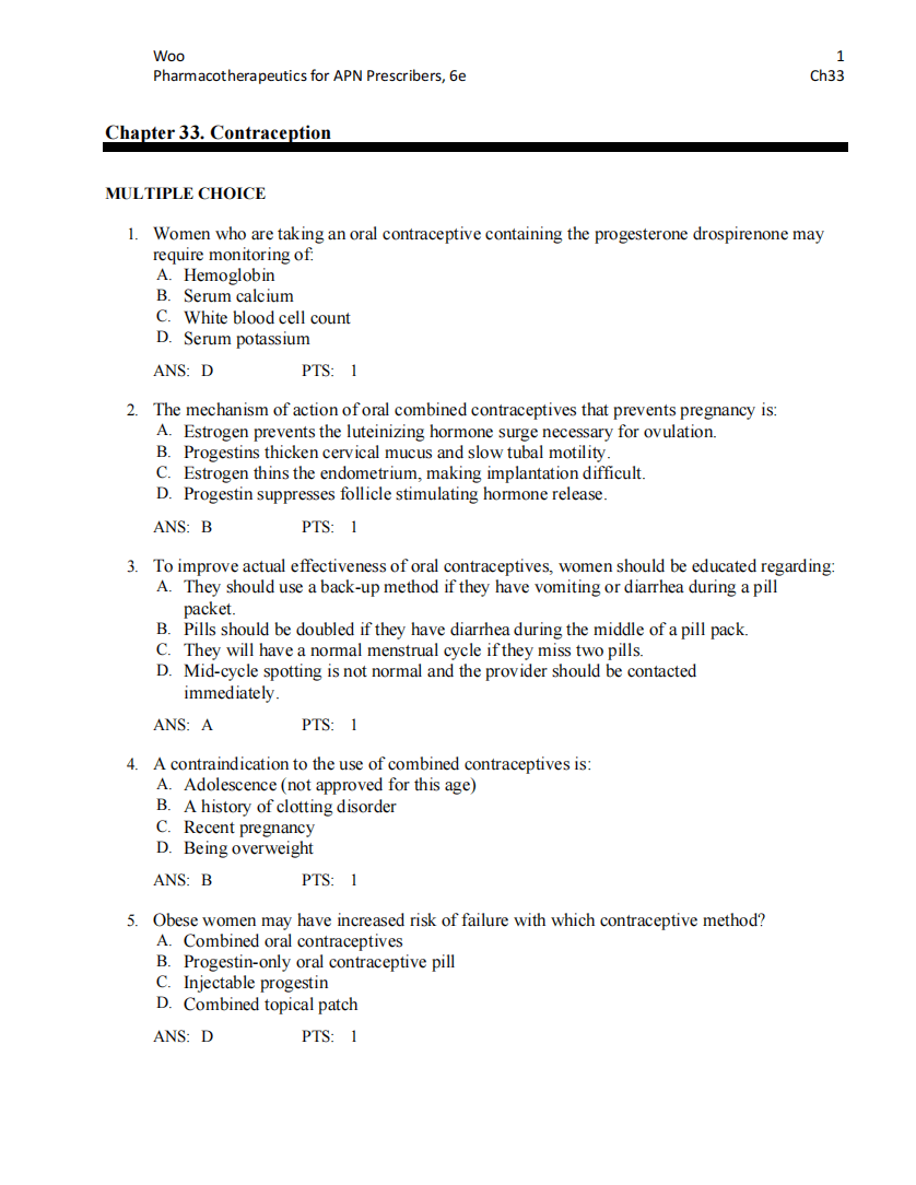 Test Bank Pharmacotherapeutics for Advanced Practice Nurse Prescribers 6th by Woo Wright - StudyWithSyasil