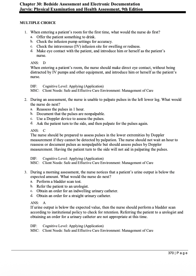 Test Bank Physical Examination and Health Assessment 9th Edition by Jarvis - StudyWithSyasil