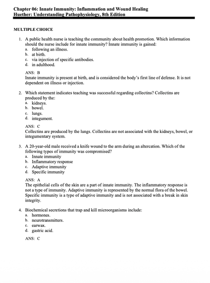 Test Bank Understanding Pathophysiology 8th by Huether and Kathryn McCance - StudyWithSyasil
