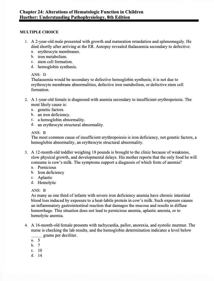 Test Bank Understanding Pathophysiology 8th by Huether and Kathryn McCance - StudyWithSyasil