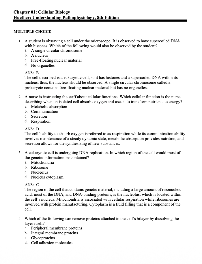 Test Bank Understanding Pathophysiology 8th by Huether and Kathryn McCance - StudyWithSyasil